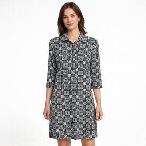 Tommy Bahamas dress women 6 Golf black/white midi stretch comfort sport cottage